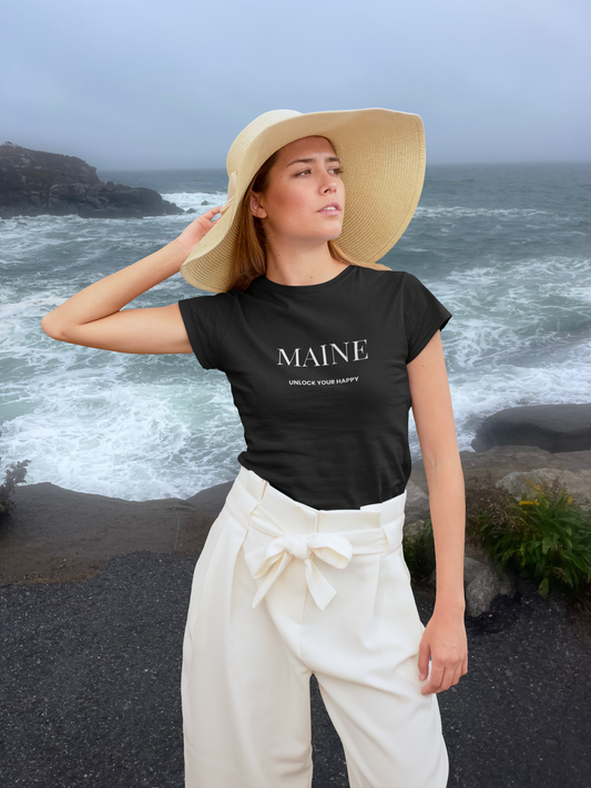 State name t-shirt with text Unlock Your Happy